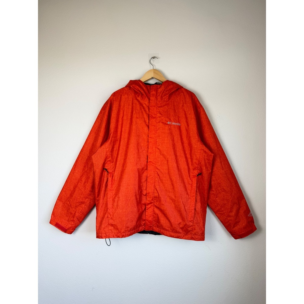 Columbia Mens Rain Jacket XL Orange Omni-Tech Outdoor Technical Waterproof